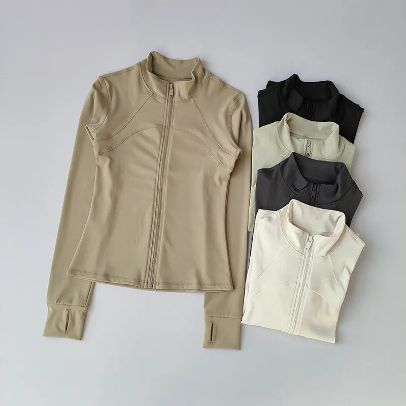 Long Sleeve Sports Jacket with Standing Collar