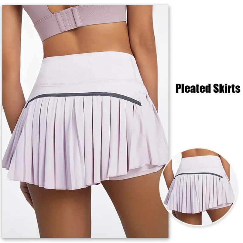 High-Waist Pleated Tennis Skirt with Shorts