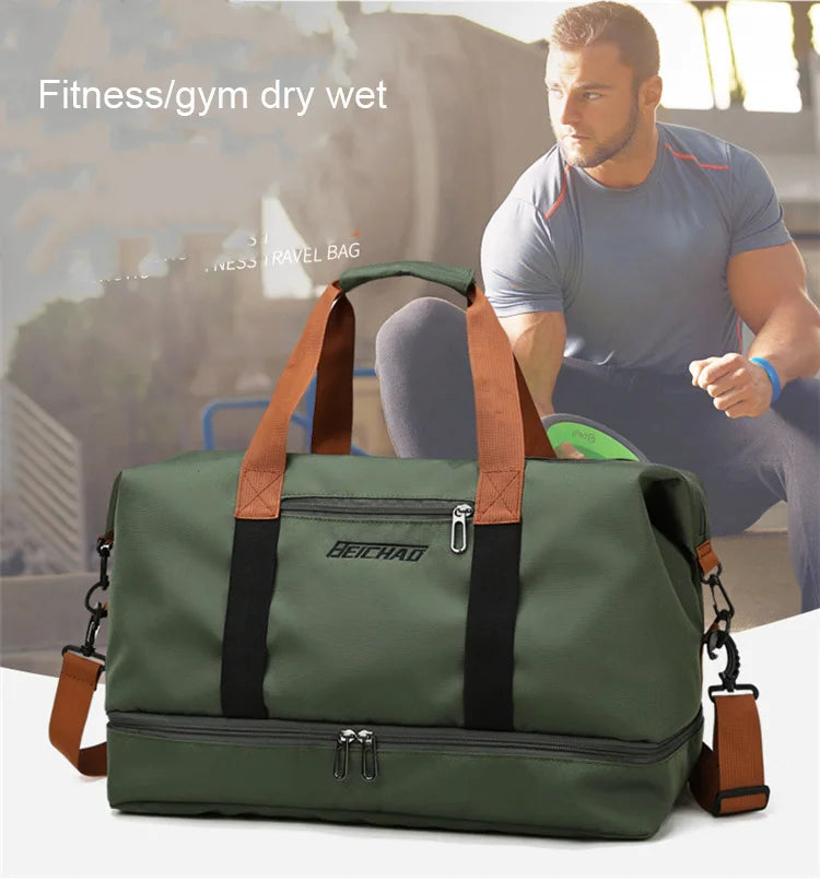 Gym & Travel Duffel Bag – Shoe Pocket & Wet/Dry Separation