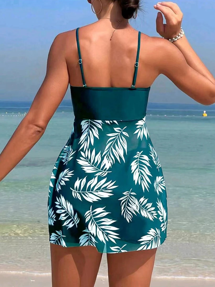Tankini Swimsuit - Short Dress Swimwear with Shorts