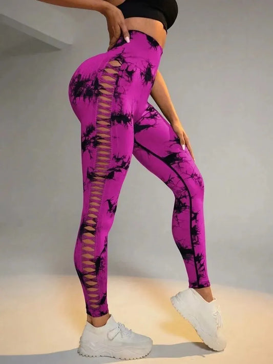 Tie-Dye Hollow Out Leggings