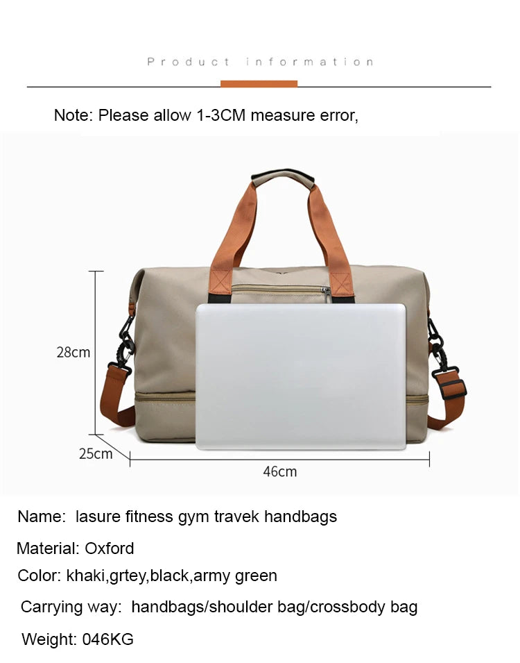 Gym & Travel Duffel Bag – Shoe Pocket & Wet/Dry Separation
