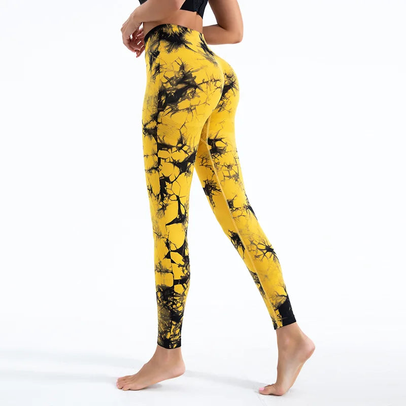 Tie-Dye Gym Leggings – Seamless Push-Up Booty